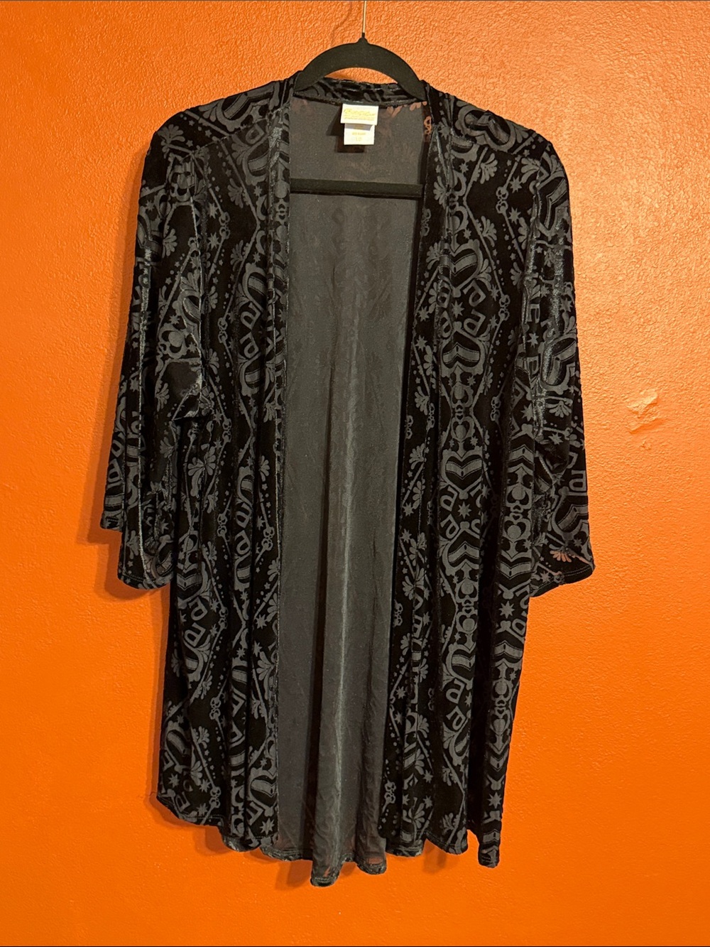 Hot Topic Black Velvet Burnout Open-Front Cardigan